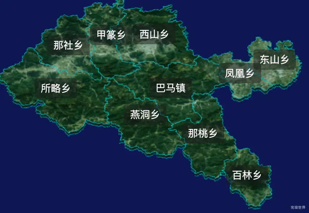 1threejs河池市巴马瑶族自治县geoJson地图3d地图css2d标签