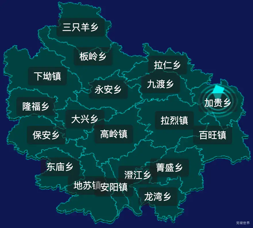 threejs河池市都安瑶族自治县geoJson地图3d地图CSS2D外加旋转棱锥