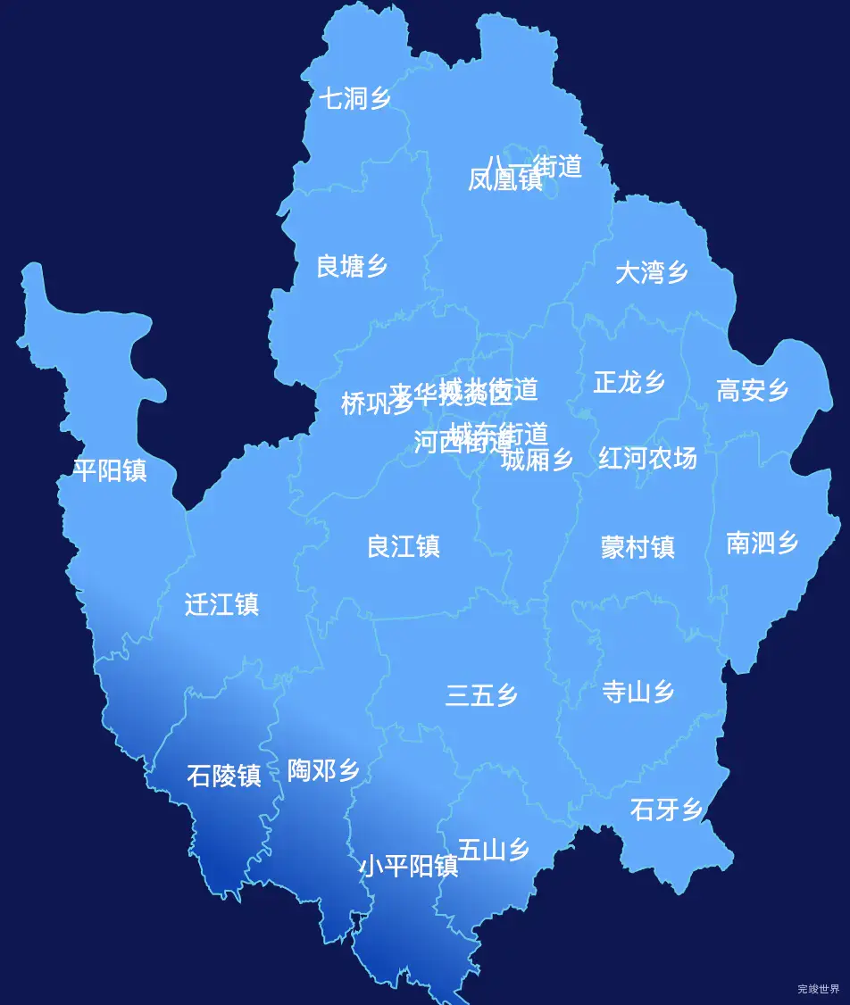 echarts来宾市兴宾区geoJson地图全局颜色渐变