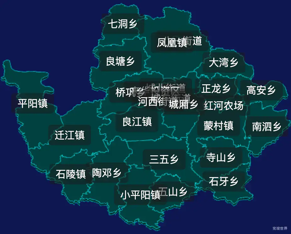 threejs来宾市兴宾区geoJson地图3d地图css2d标签